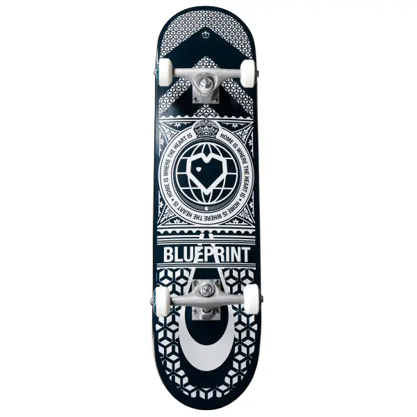 Complete Skateboard Blueprint Home Heart (8" - Navy/White)