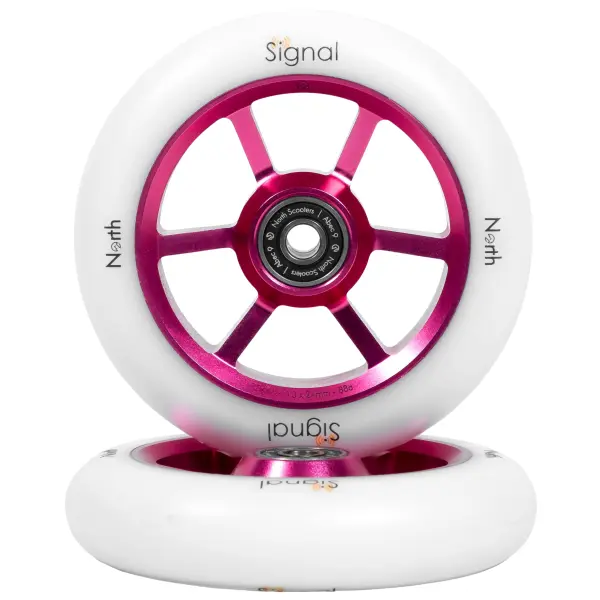 North Signal Stunt Scooter Wheels 2-Pack (110mm - Magenta / White)
