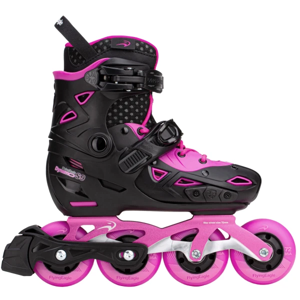 Girls Inline Skates FlyingEagle Dynamo Adjustable (Black/Pink - 10.5C-13.5C)