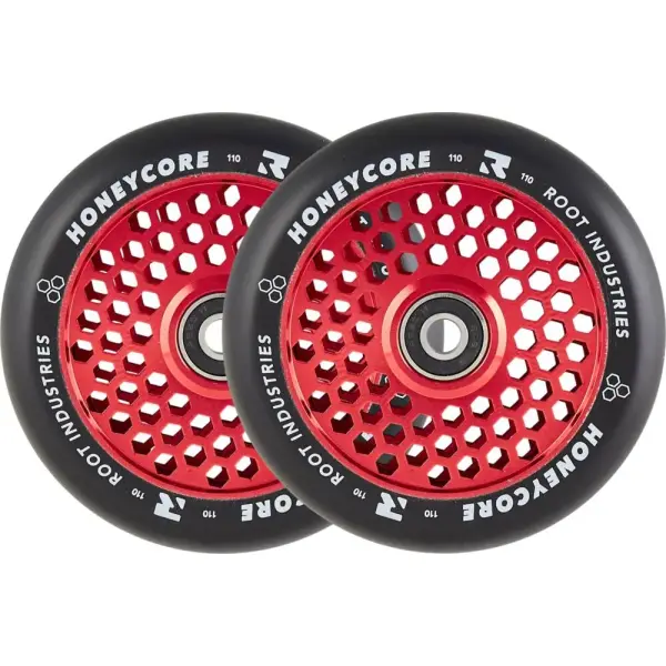 Root Honeycore Black 110mm Stunt Scooter Wheels 2-Pack (110mm - Red)