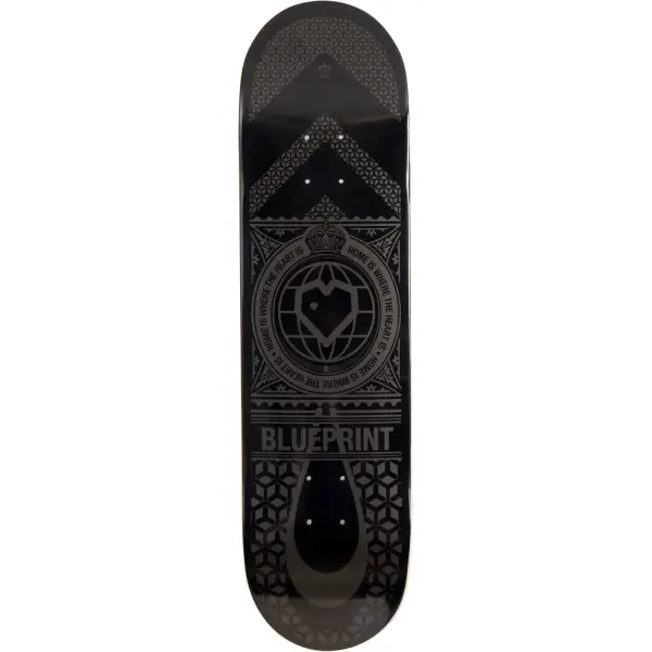 Skateboard Deck Blueprint Home Heart (8.25" - Black/Grey)