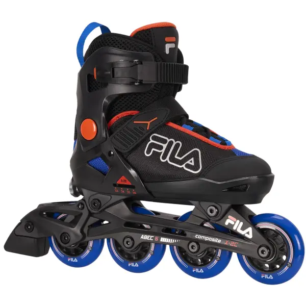 Kids Inline Skates Fila X 2C (Black/Blue/Orange - 11C-13.5C)