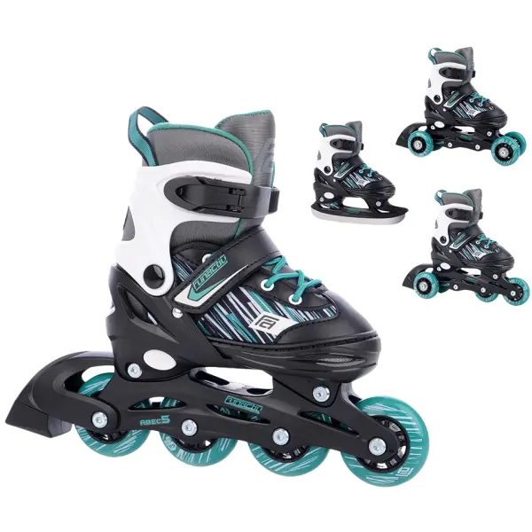 Kids Inline Skates FunActiv Trilo 4in1 (Black - 8.5C-11C)