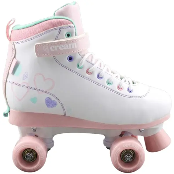 Kids Roller Skates CREAM Scoop Hearts Adjustable (White - 6-8)
