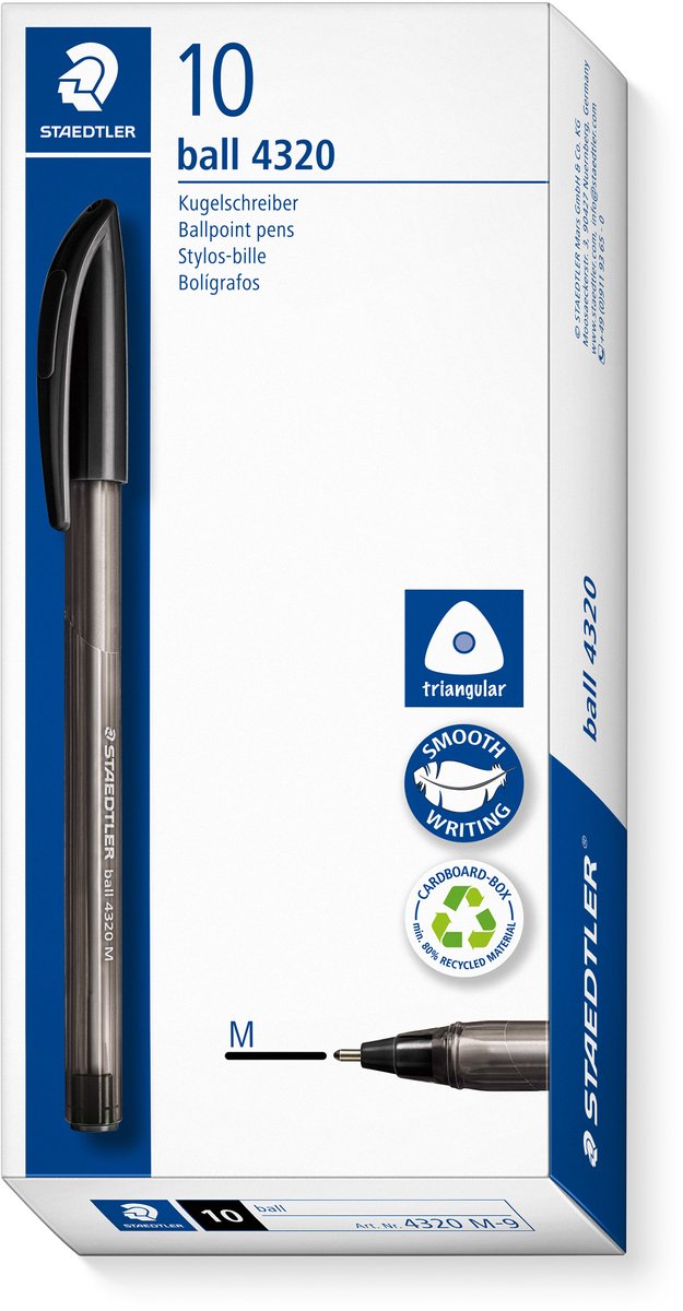 Staedtler STAEDTLER KUGLEPEN 4320 MF, ÆSKE 10 STK, SORT
