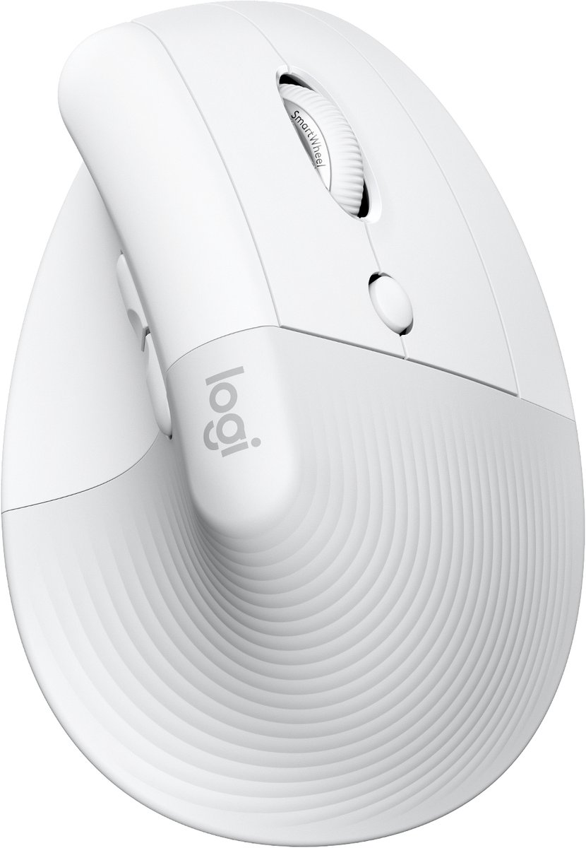 Logitech Lift for Mac Vertical Ergonomic Mouse - Offwhite - Ergonomisk mus - Optisk - 6 knapper - Hvid