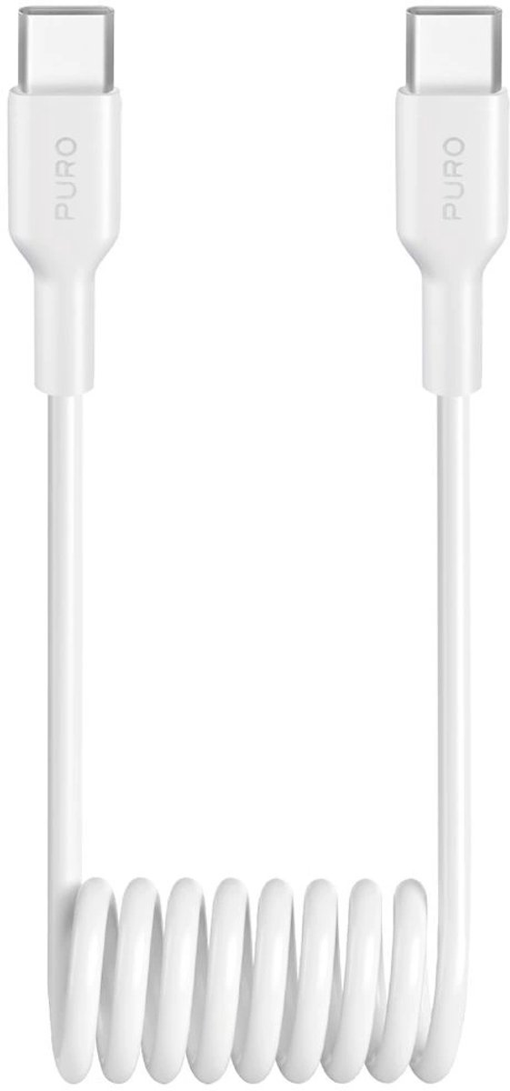 Puro 25W USB-C Spiral Cable - USB-C 1m - White