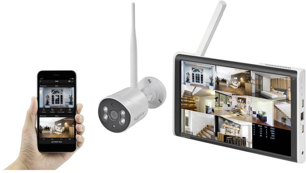 Set pour caméra de surveillance Sygonix SY-5046554 - 8 canaux avec 1 caméra 1920 x 1080 pixels 2.4 GHz