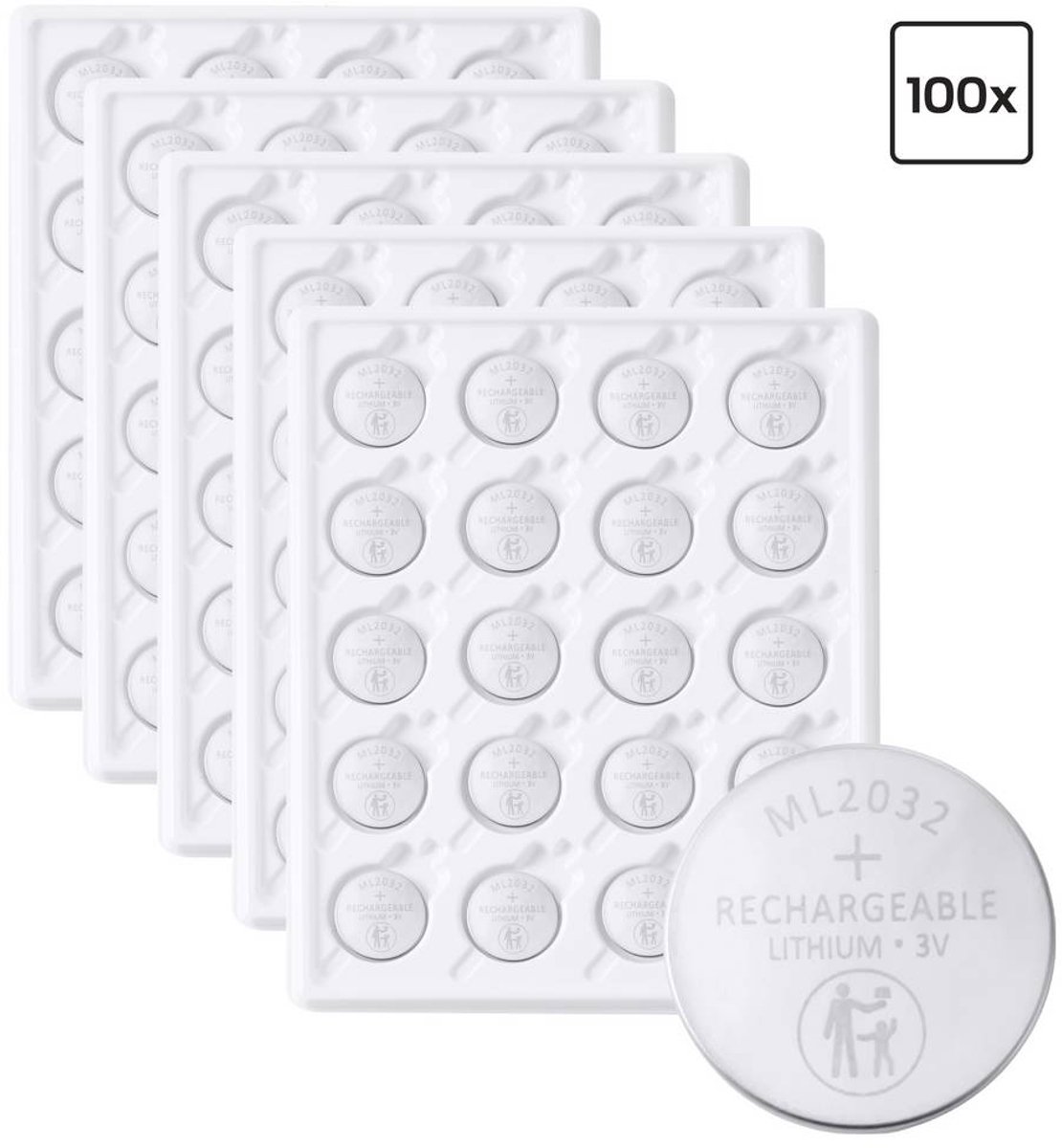 VOLTCRAFT Pile bouton rechargeable ML 2032 lithium 65 mAh 3 V 100 pc(s)