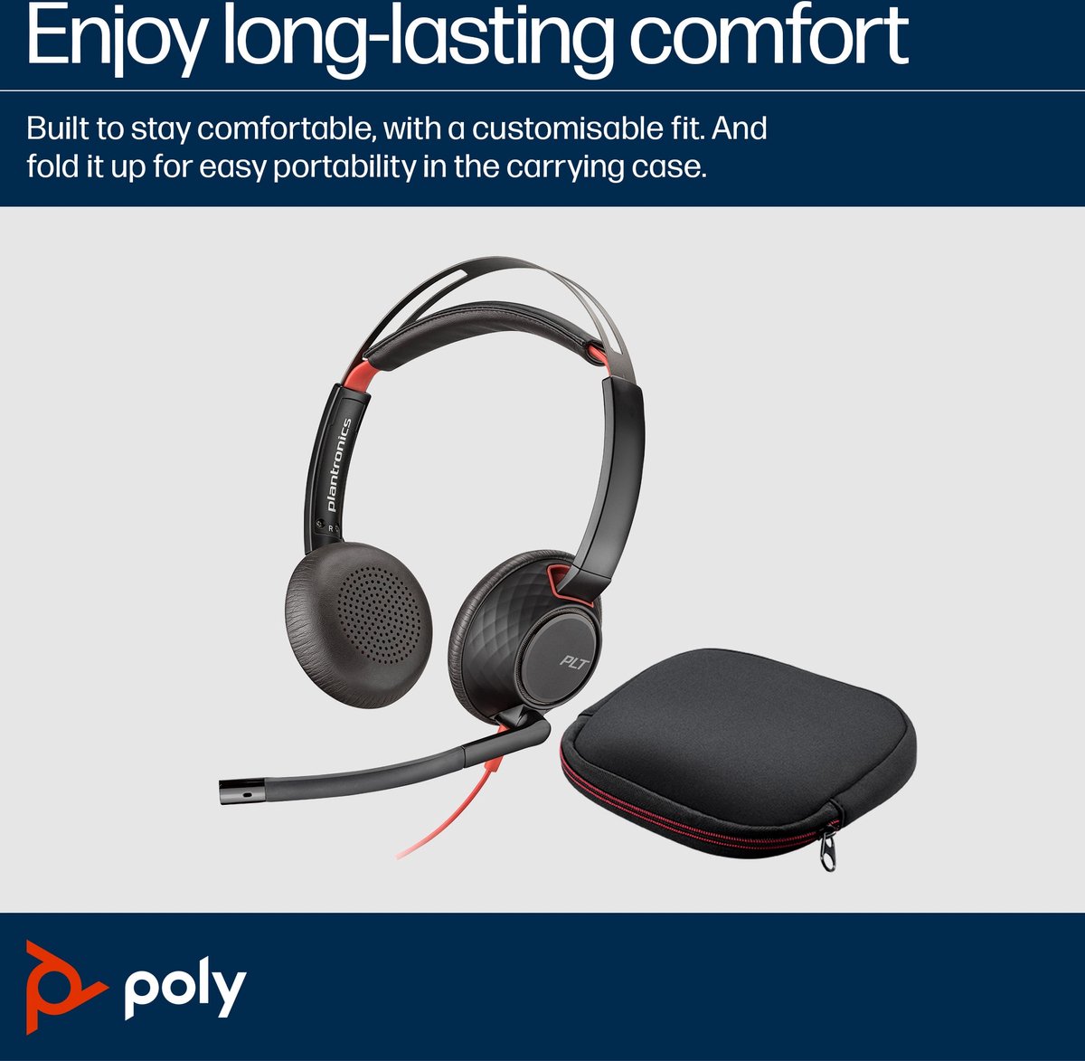 HP Poly Blackwire 5220 USB-C-stereoheadset + 3.5 mm stik +USB-C/A-adapter (bulk) (8X231A6)
