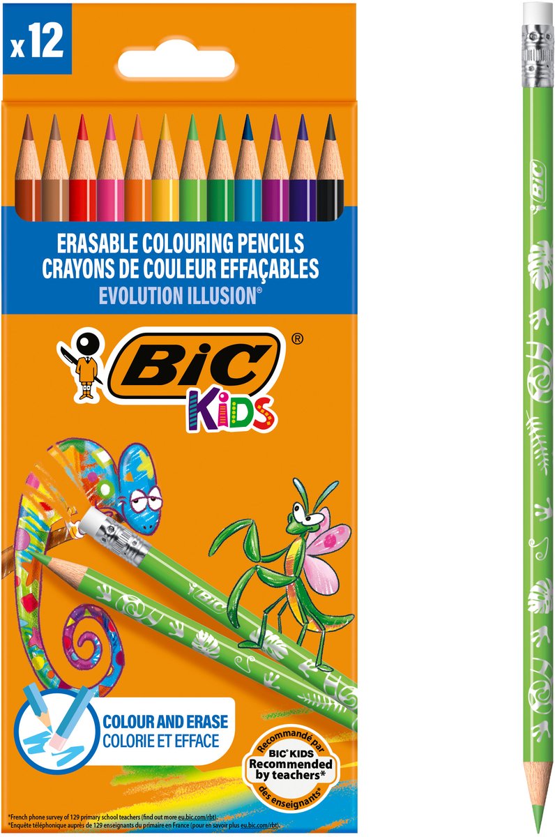 BIC Kids Evolution Erasable Colored Pencils 12 pcs.
