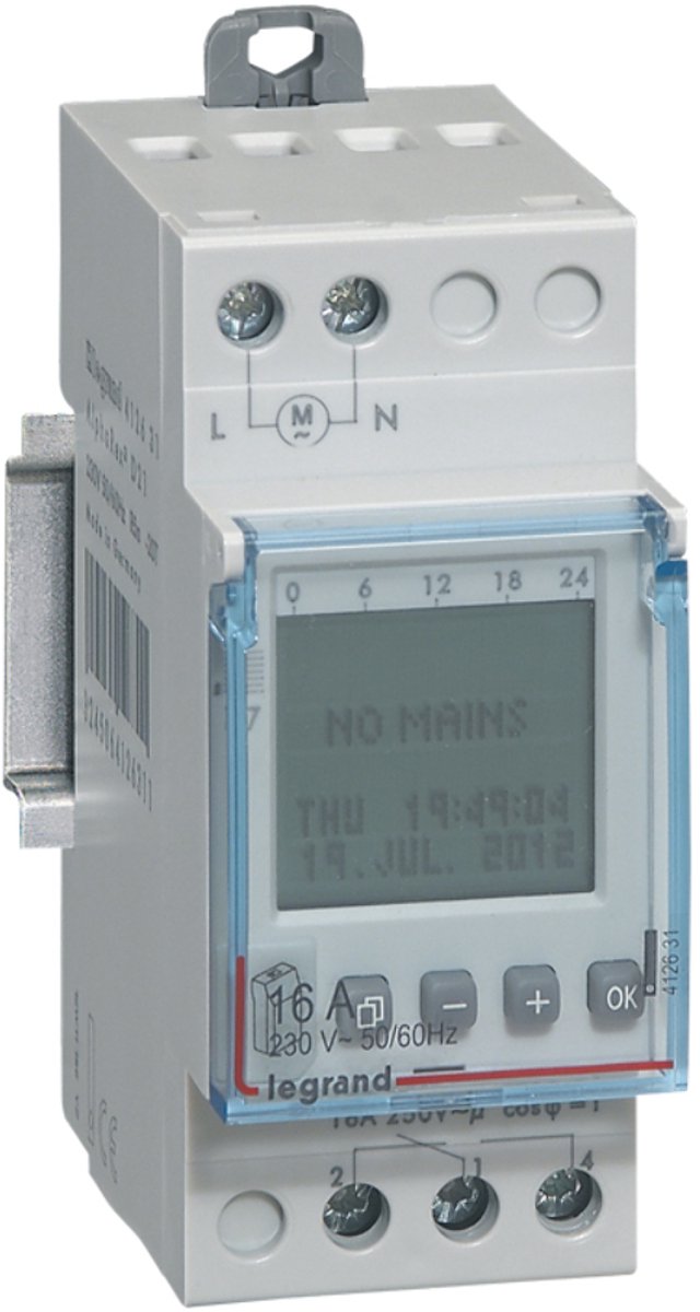 Legrand 412654 Programmateur horaire pour rail numérique 230 V 4000 W