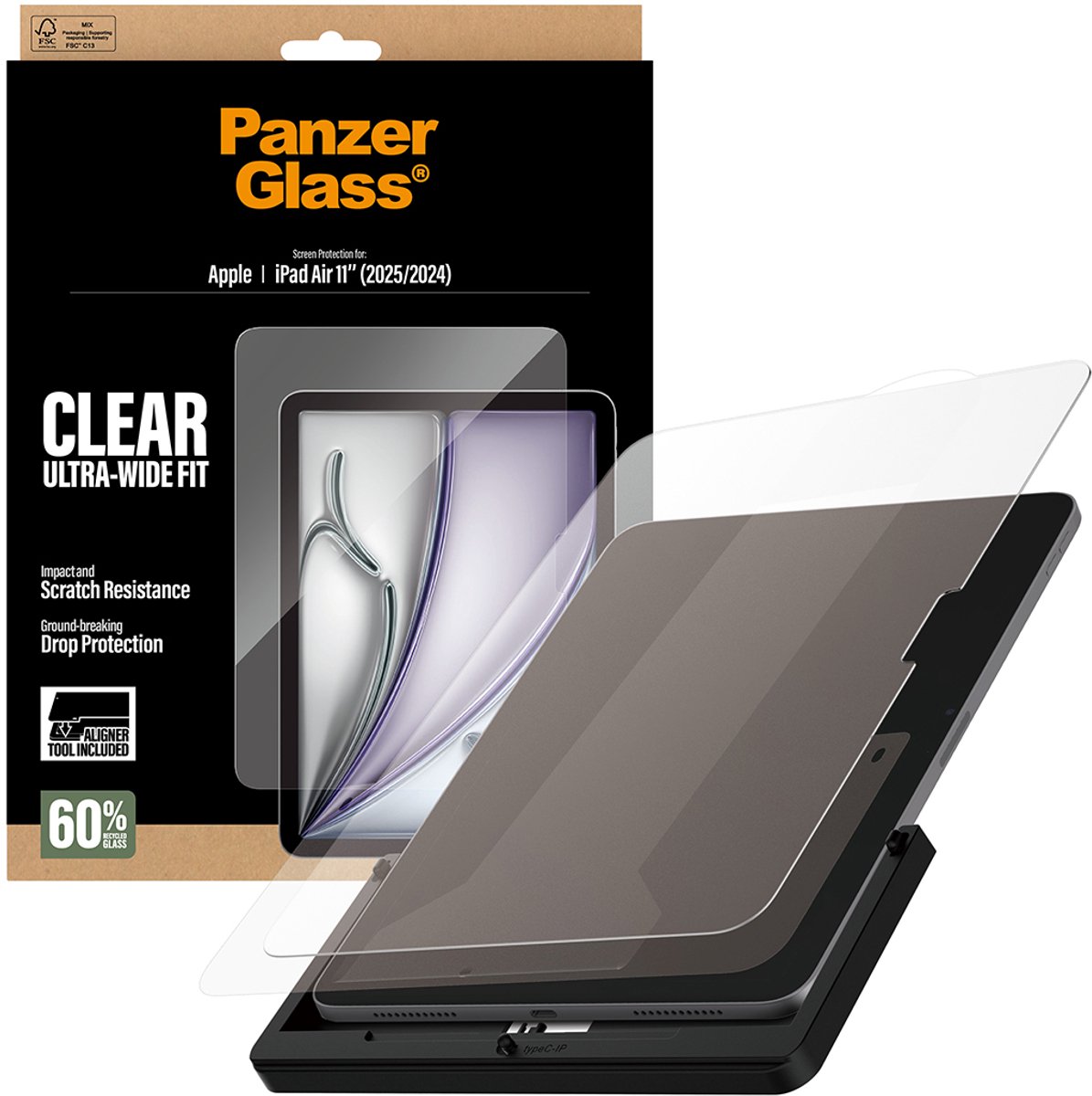 PanzerGlass Screen Protector iPad Air 11" (2024-2026) | Ultra-Wide Fit w. Fastfit tool