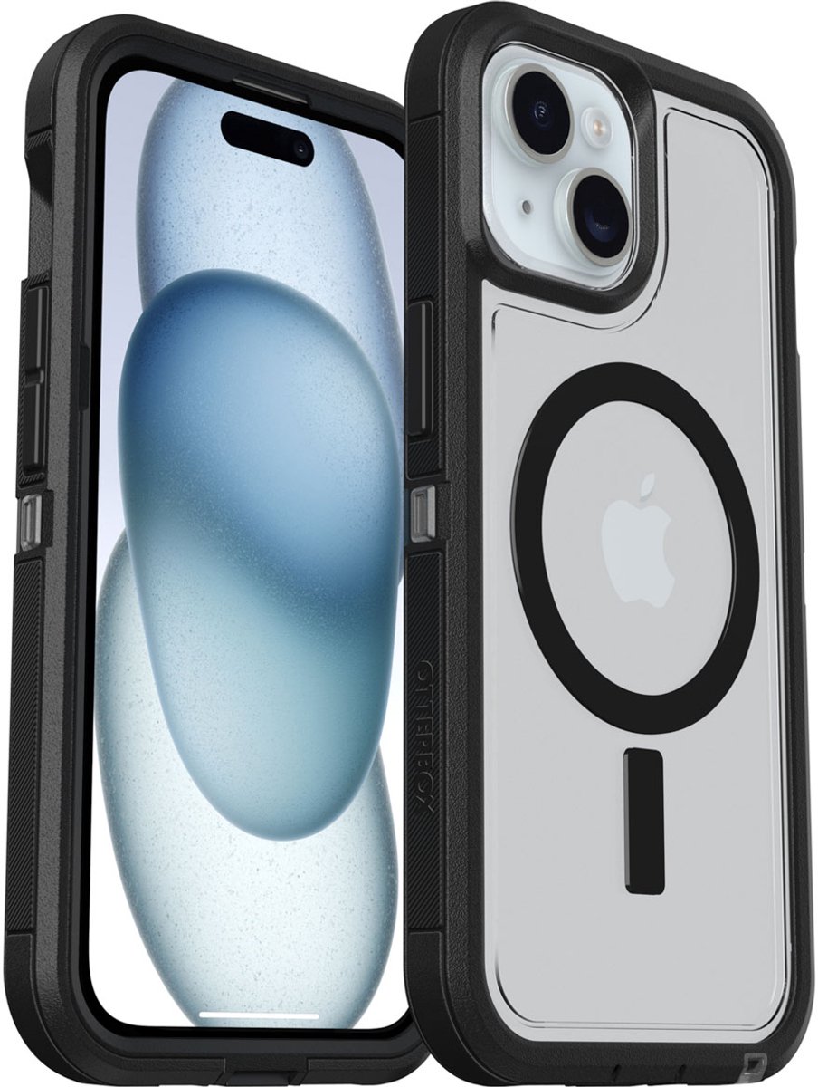 Otterbox Defender Series XT Coque arrière Apple iPhone 17e, iPhone 16e, iPhone 15, iPhone 14, iPhone 13 transparent, noir chargement par induction, compatible