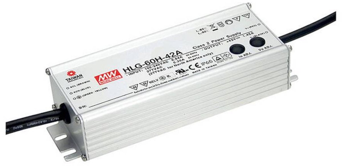 Driver LED MEAN WELL HLG-60H-24A 24 V DC 2,5 A