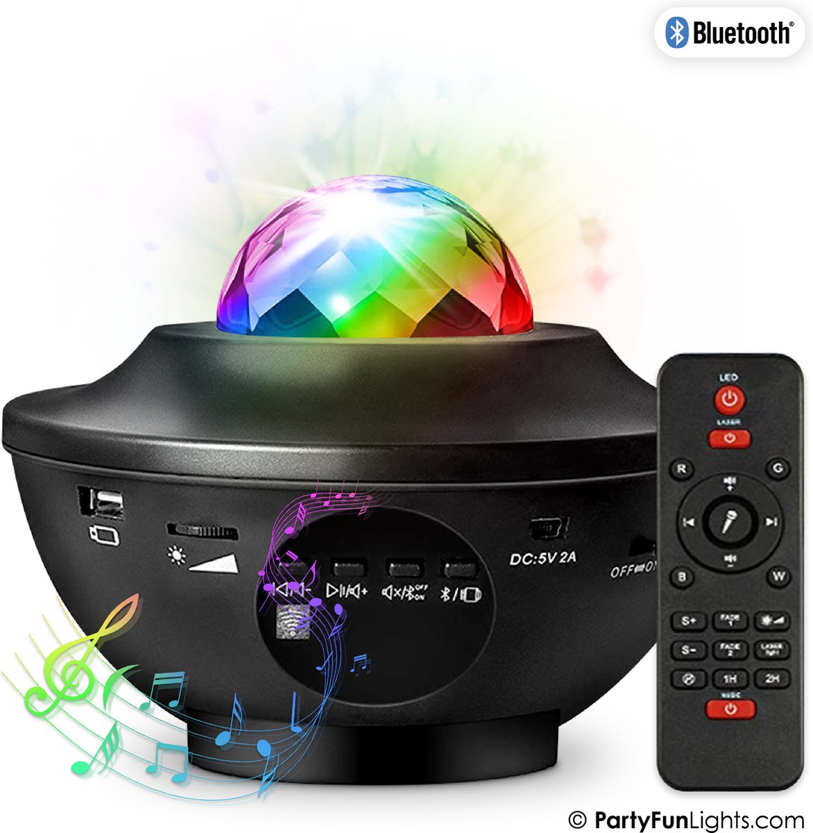 Party Funlight Galakse Bluetooth højttaler med fjernbetjening