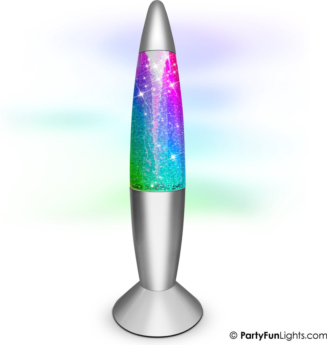 Party Funlight Tornado glitter lampe - Multifarvet H: 36cm