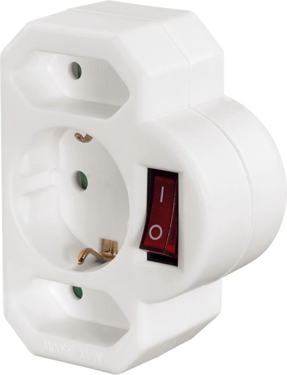 Hama Multi-Plug 3-Way 2 Euro/1 Earthed Socket Switch white