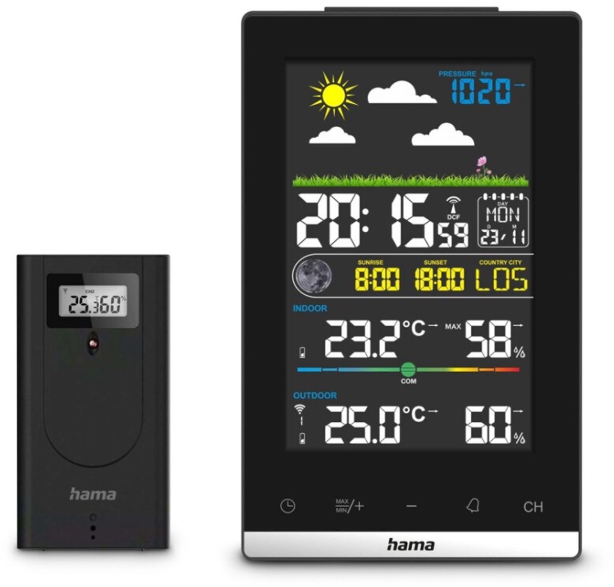 Hama 00222239 Station météo radiopilotée Nombre de capteurs max. 3
