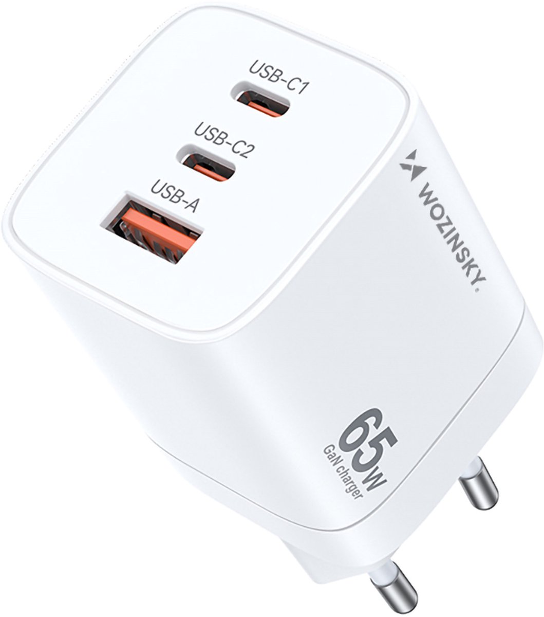 Wozinsky GaN Charger CGWCW 65W USB-A / 2 x USB-C - White