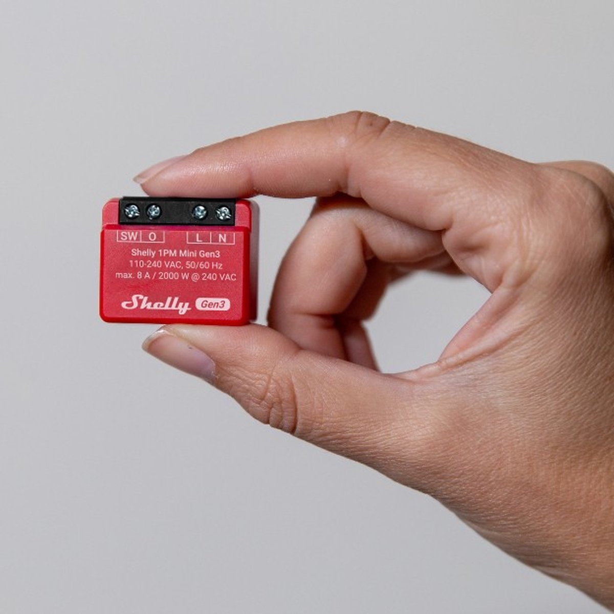 Shelly 1PM Mini (GEN 3) - WiFI relæ med effektmåling (230VAC).