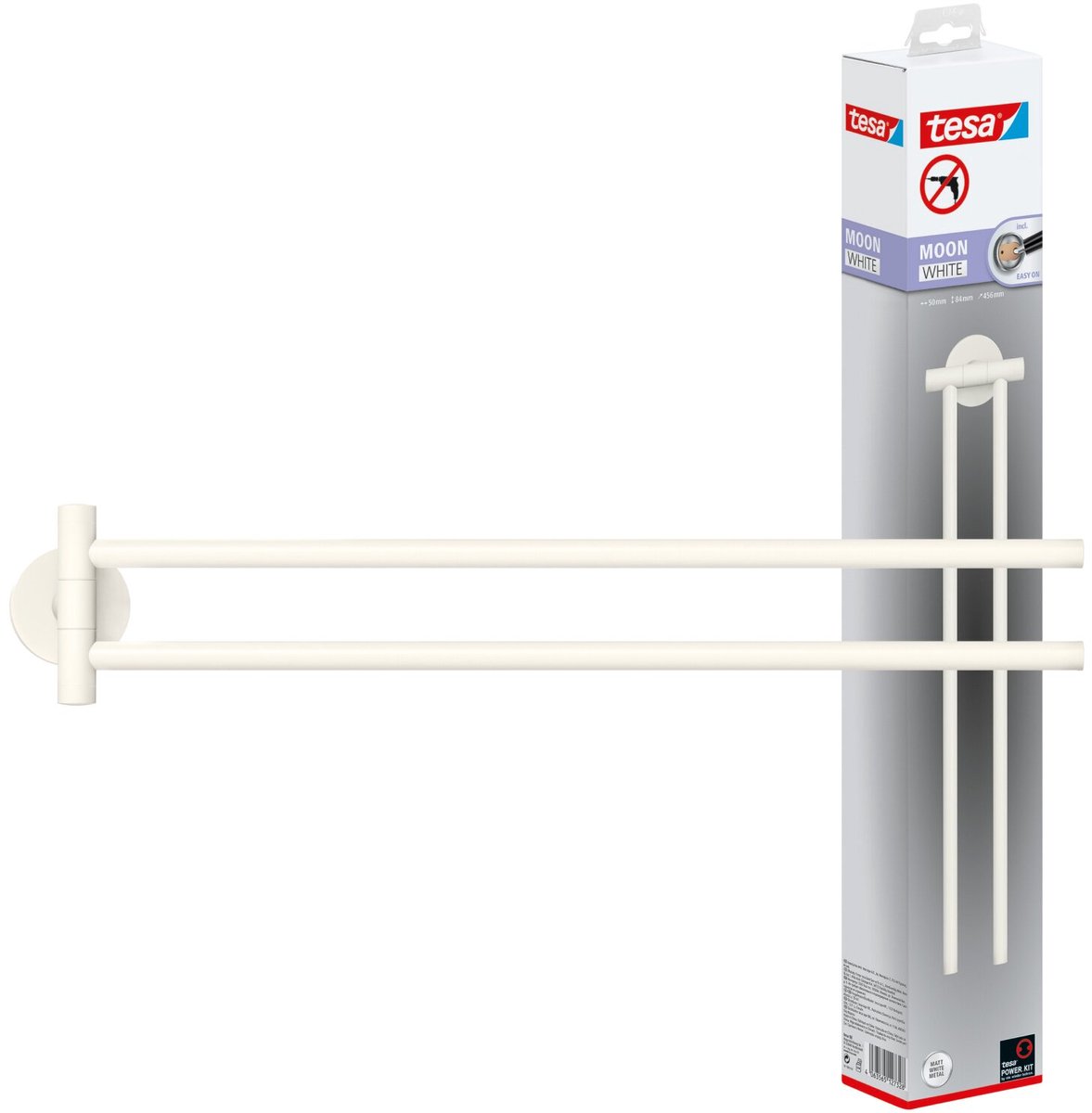 tesa MOON WHITE Porte-serviettes 2 porte-serviettes colle métal