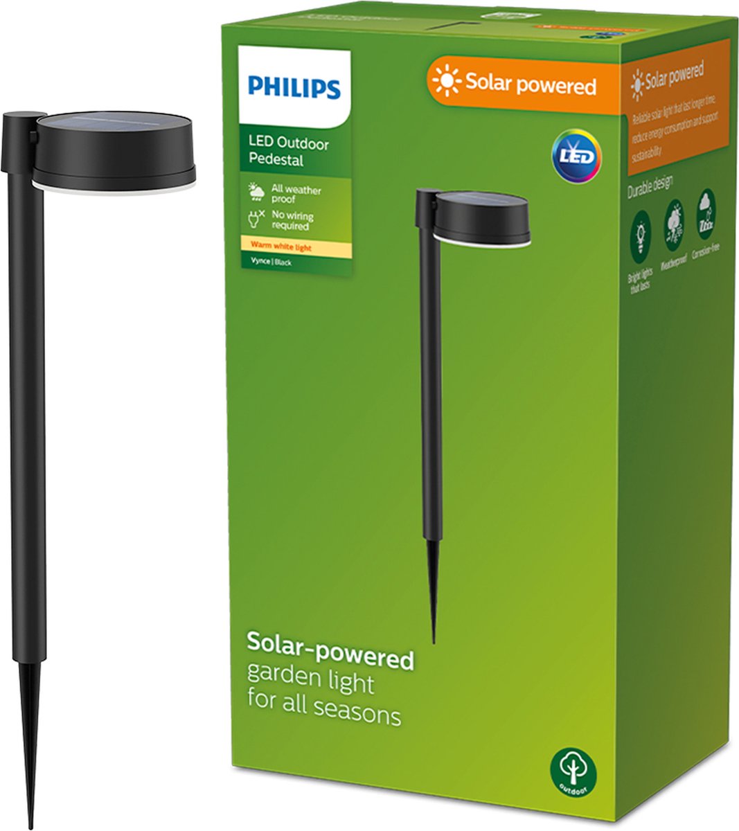 Philips LED 8720169265646 Vynce Lampe de jardin solaire LED 1.5 W noir