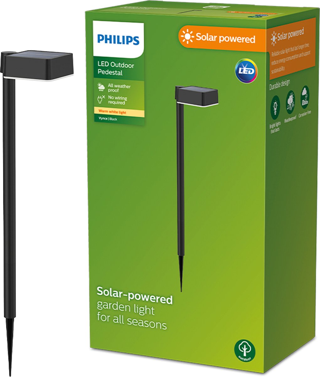 Philips LED 8720169265684 Vynce Lampe de jardin solaire LED 1.5 W noir