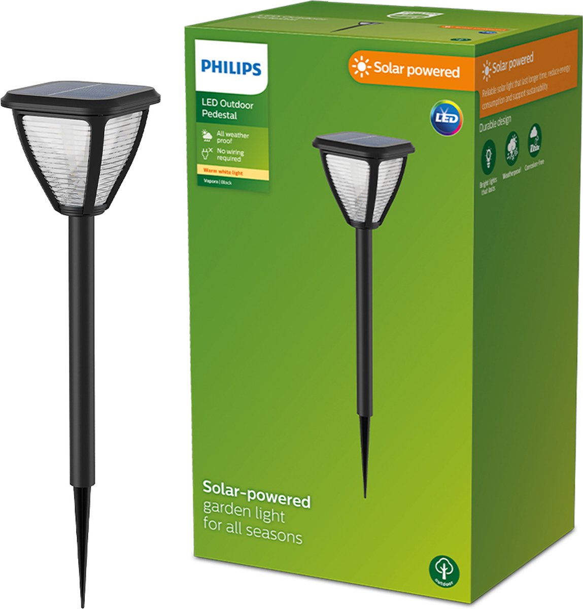 Philips LED 8720169265721 Vapora Lampe de jardin solaire LED 1.5 W noir