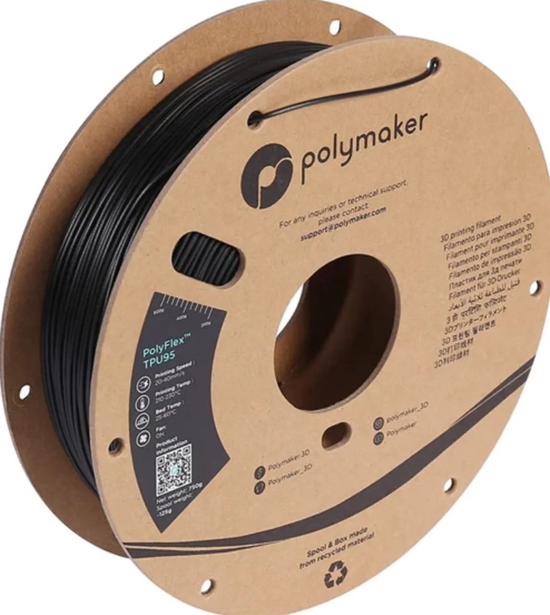 Polymaker PD02001 TPU90 Filament TPU flexible 1.75 mm 750 g noir PolyFlex™ 1 pc(s)