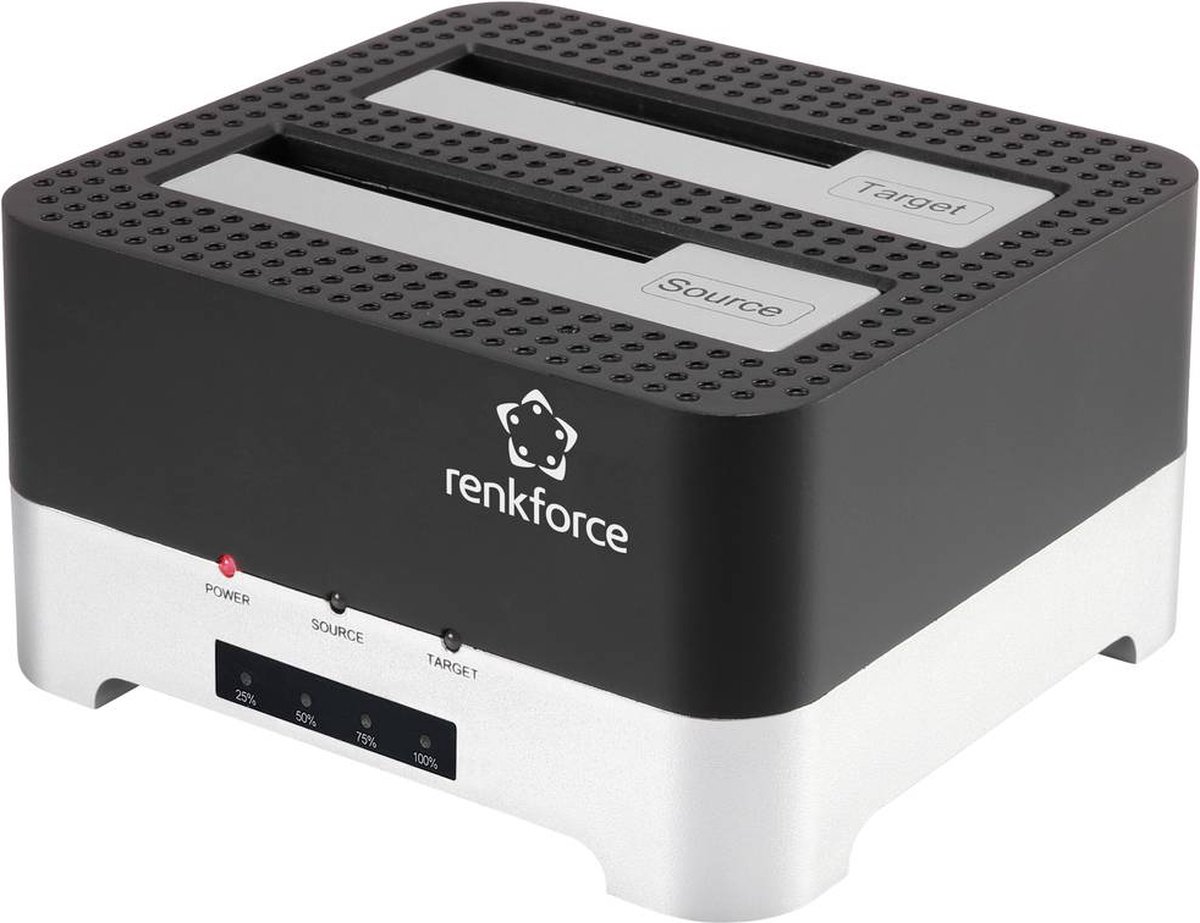 Renkforce RF-DOCKING-02 USB 3.0 SATA 6 Gb/s 2 ports 2.5 pouces, 3.5 pouces avec fonction clonage