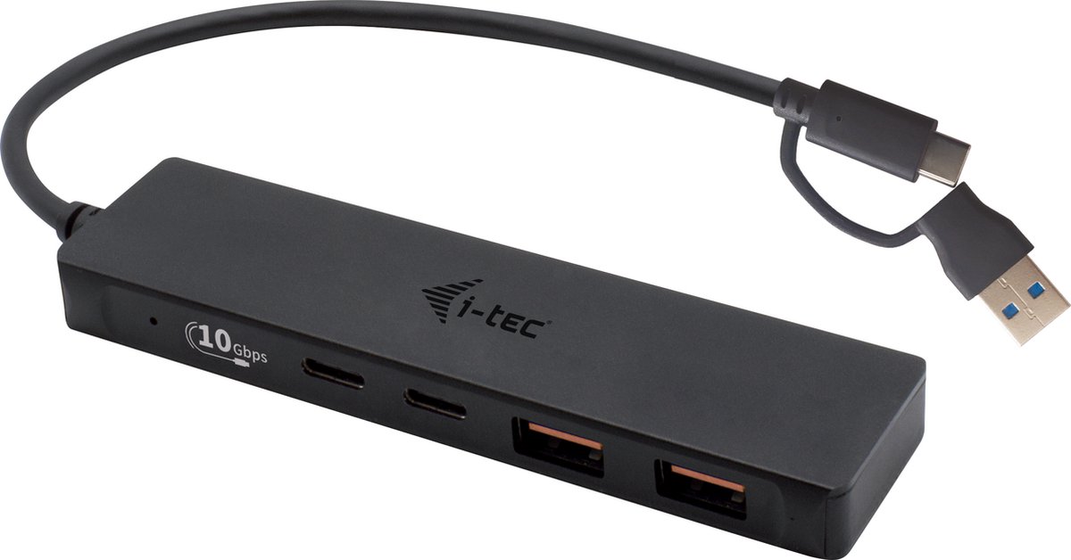 I-Tec USB Hub - 4-Port - 2-Port USB-A - 2-Port USB-C USB hub - 4 ports - Sort