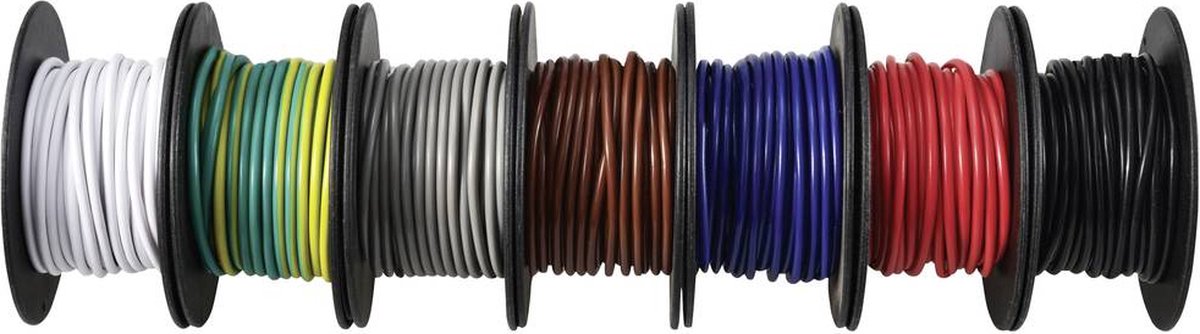 TRU COMPONENTS TC-12112372 Fil de câblage 1.5 mm² noir, blanc, rouge, bleu, marron, gris, jaune-vert 1 set