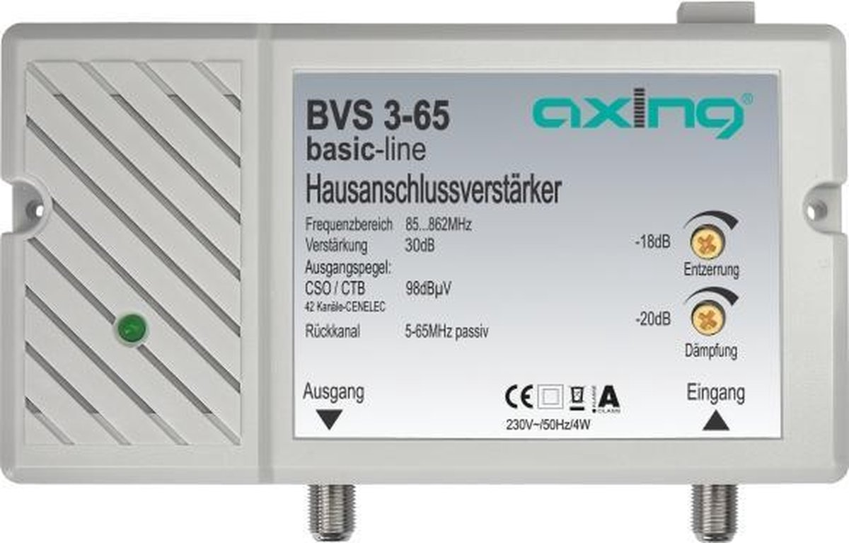 Amplificateur de raccordement dimmeuble 30 dB Axing BVS 3-65