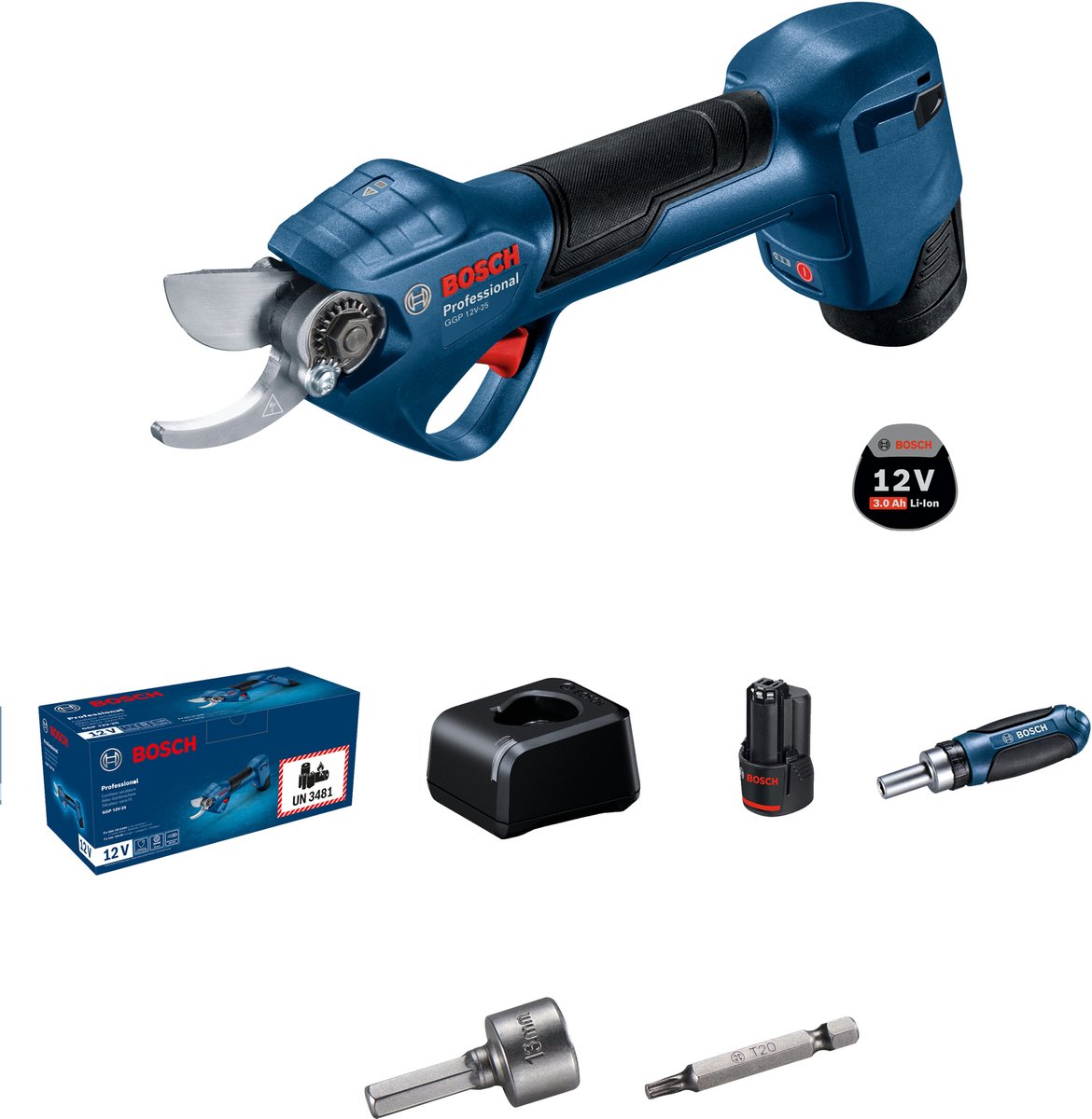 Bosch Professional 06008D8100 GGP 12V-25 sans fil Cisaille de jardin sans fil avec 2ème batterie 12 V