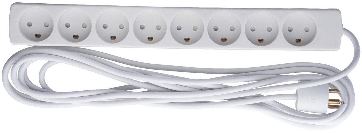 CoreParts 8-Stikdåse Hvid 5 m Ledning