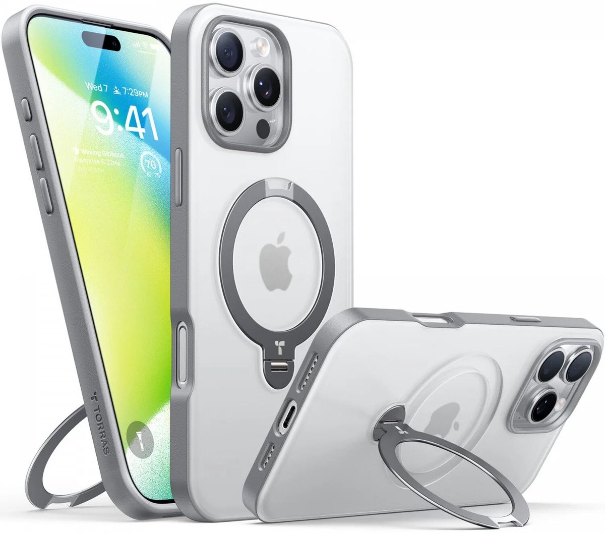 Torras Ostand Spin Case for iPhone 16 Pro (Gray)