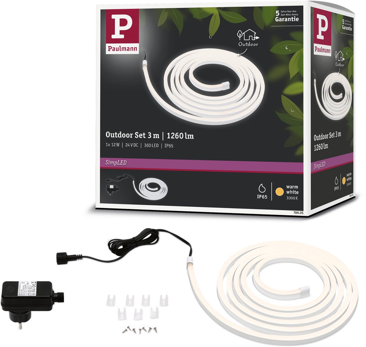 Paulmann SimpLED Outdoor Stripe 78905 Ruban LED (Set complet) avec connecteur mâle 24 V 3 m blanc chaud 1 pc(s)