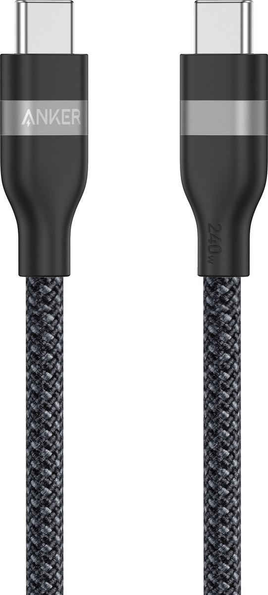 Anker USB-C to USB-C Cable (1.8 m 240 W Upcycled-Braided) - Black