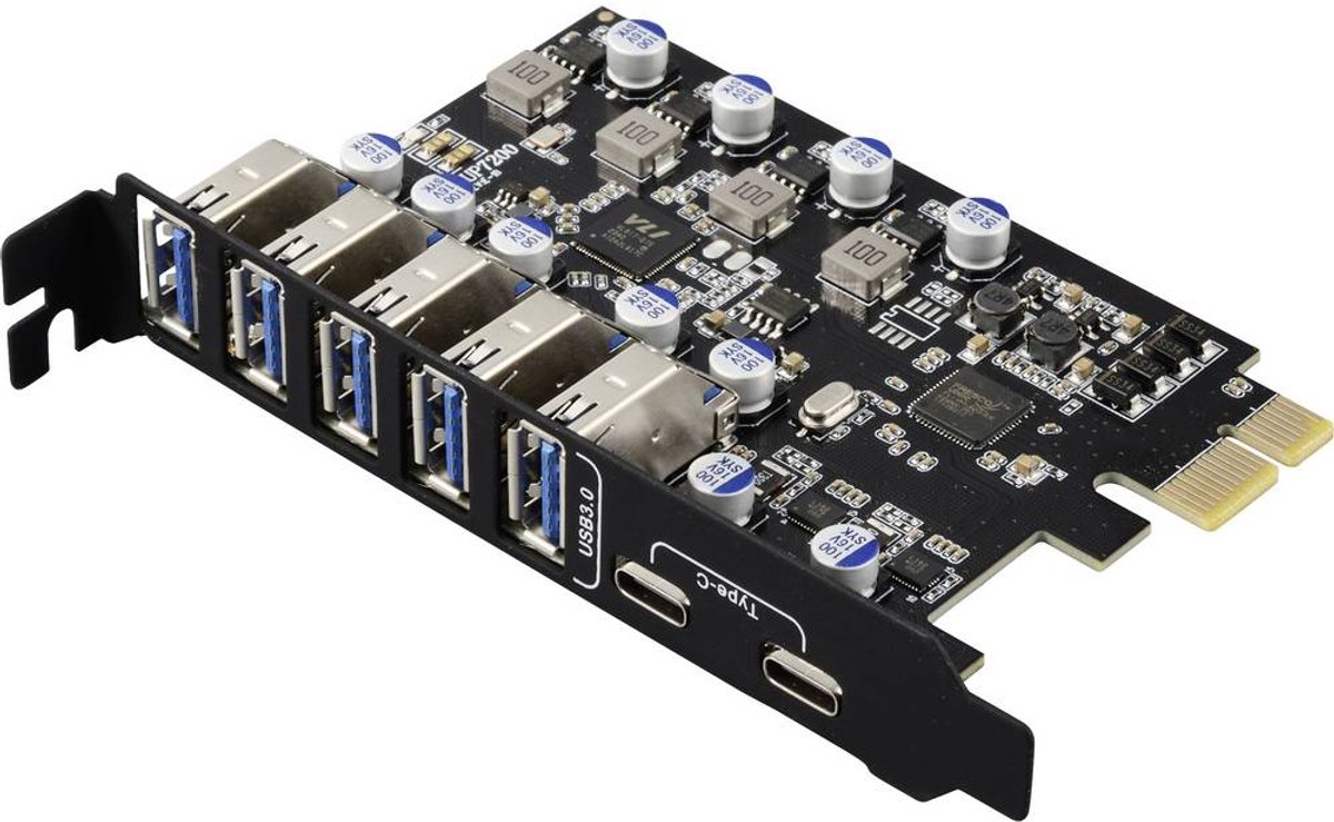 Renkforce RF-6613198 5+2 ports Carte contrôleur USB 3.0 USB 3.0, USB-C® (USB 3.2 Gen 1) PCIe x1