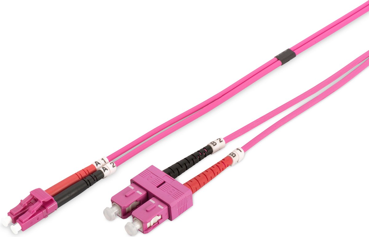 DIGITUS Fiber Optic Multimode Patch Cord OM4 LC / SC - 5m - Pink - 5m