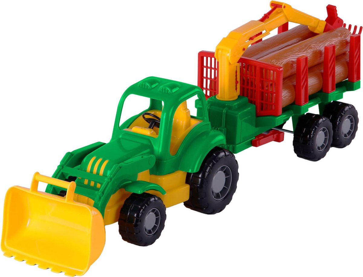 Cavallino Toys - Tractor with Trailer and Wood 61cm