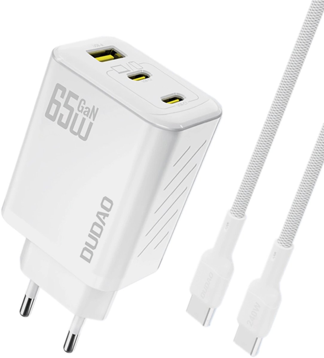 Dudao A29C 65W GaN Wall Charger + USB-C Cable - White