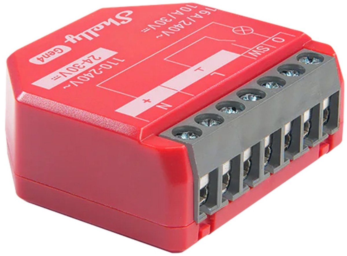 Shelly 1PM Gen4 - WiFI & Zigbee relæ med effektmåling (24VDC/230VAC)