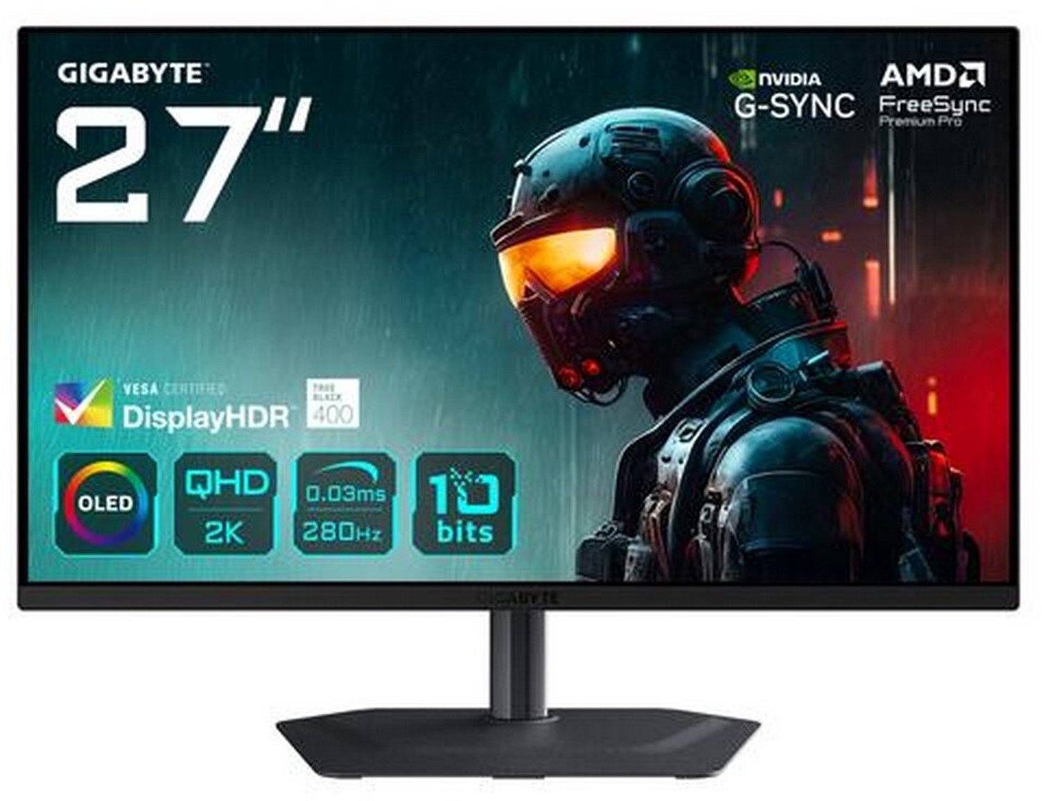 27" GIGABYTE MO27Q2A - 2560x1440 (QHD) - 280Hz - OLED - 18W USB-C - KVM switch