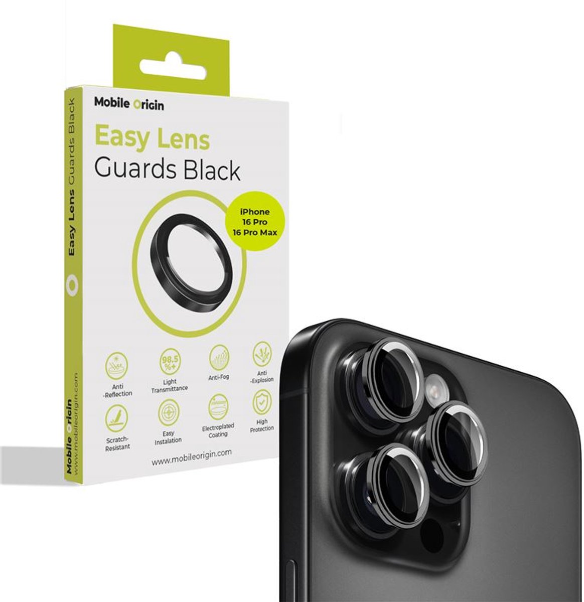 Mobile Origin Easy Lens guards - black - iPhone 16 Pro / 16 Pro Max