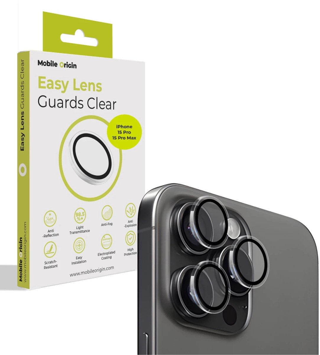 Mobile Origin Easy Lens guards - clear - iPhone 15 Pro/15 Pro Max