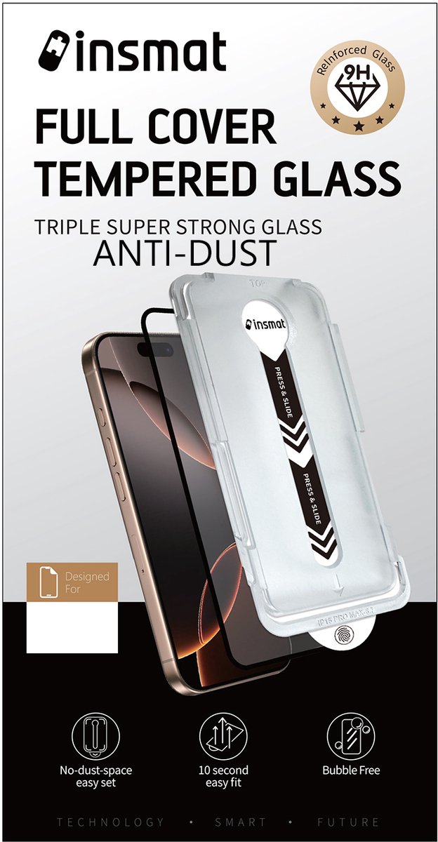 Insmat - screen protector for mobile phone - easy & anti-dust super full cover