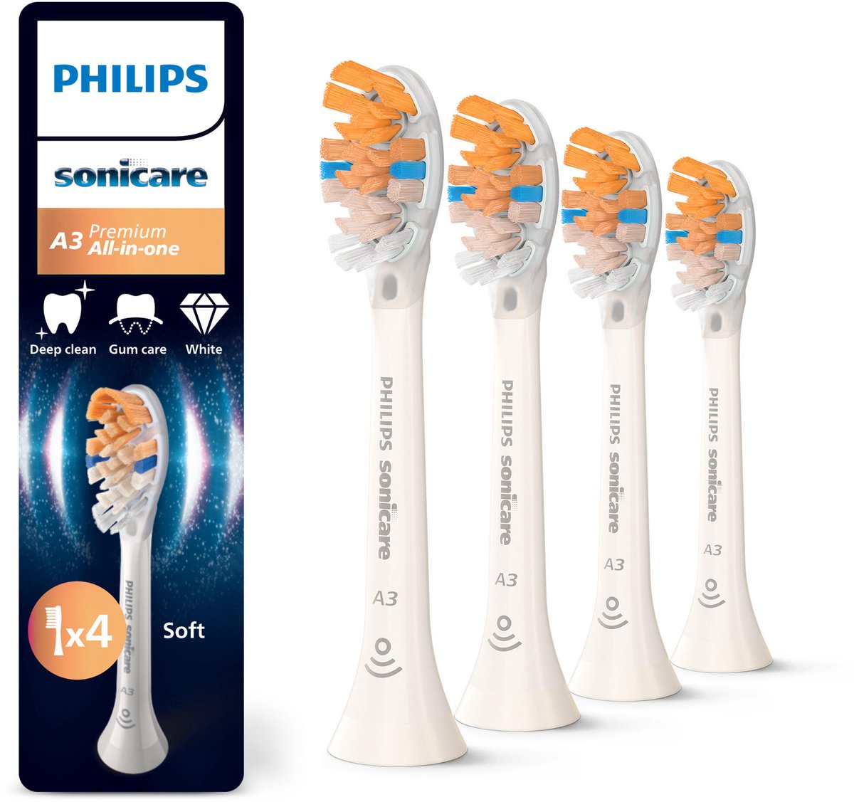 Philips Tandbørstehoveder Sonicare A3 Premium All-inOne HX9094 - replacement brushhead - white