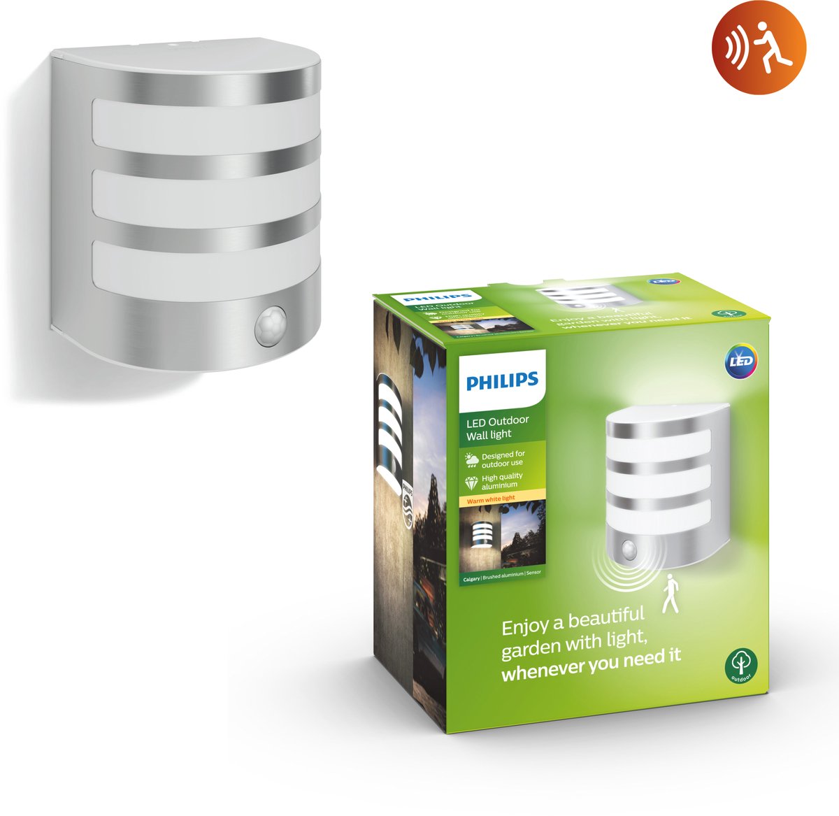 Philips Calgary wall lantern inox 1x3.5W 230V IR (sensor)